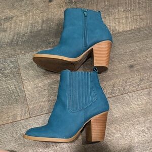 Serra Teal Heeled Boots with Light Brown Sole